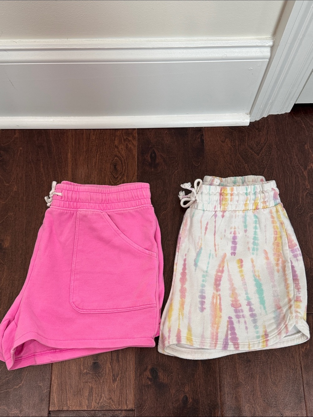 Cat & Jack Girls Shorts Bundle 2-pairs, Pink & White Tie Dye, Sz Large 10/12